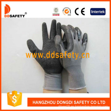 Ddsafety guantes de látex negro revestido arrugado terminar guantes de trabajo (DNL108)